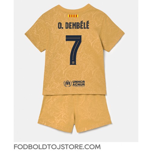 Barcelona Ousmane Dembele #7 Udebanesæt Børn 2022-23 Kortærmet (+ Korte bukser)